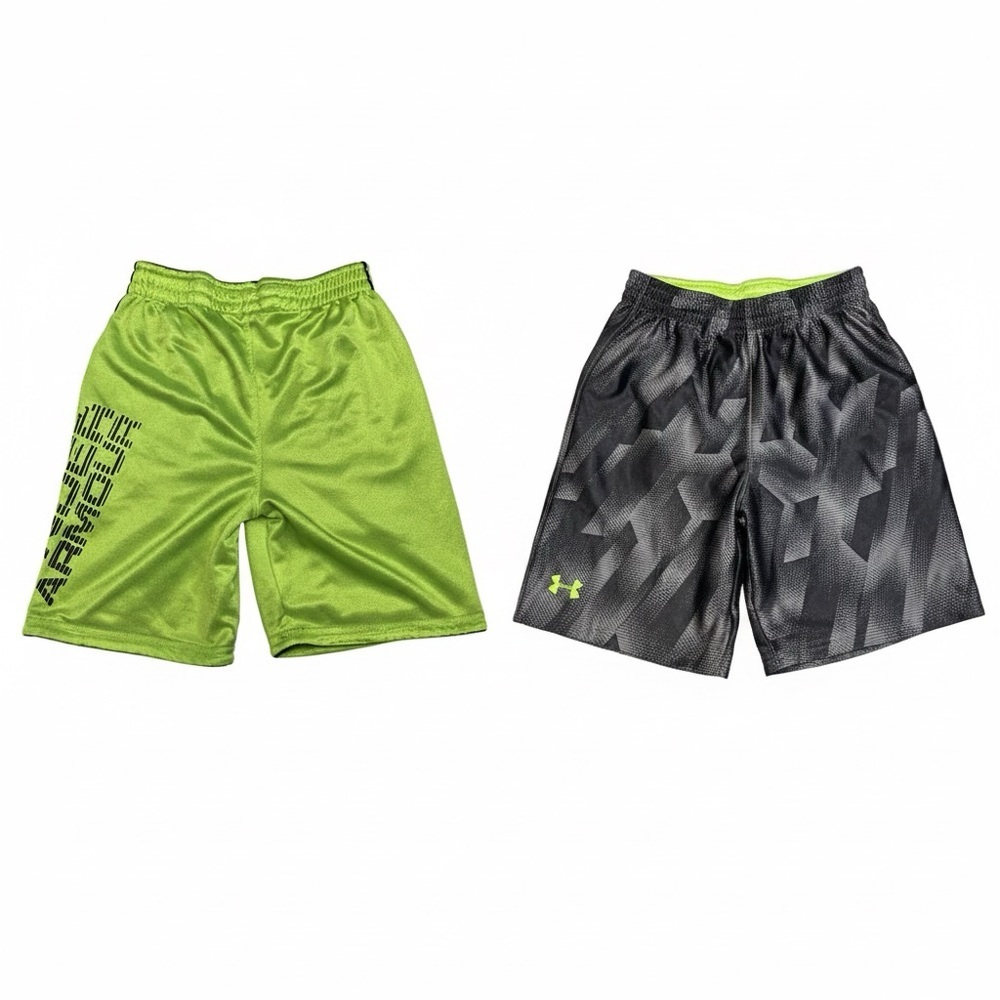 Under Armour REVERSIBLE Mesh Basketball Shorts Black Neon Green Youth L